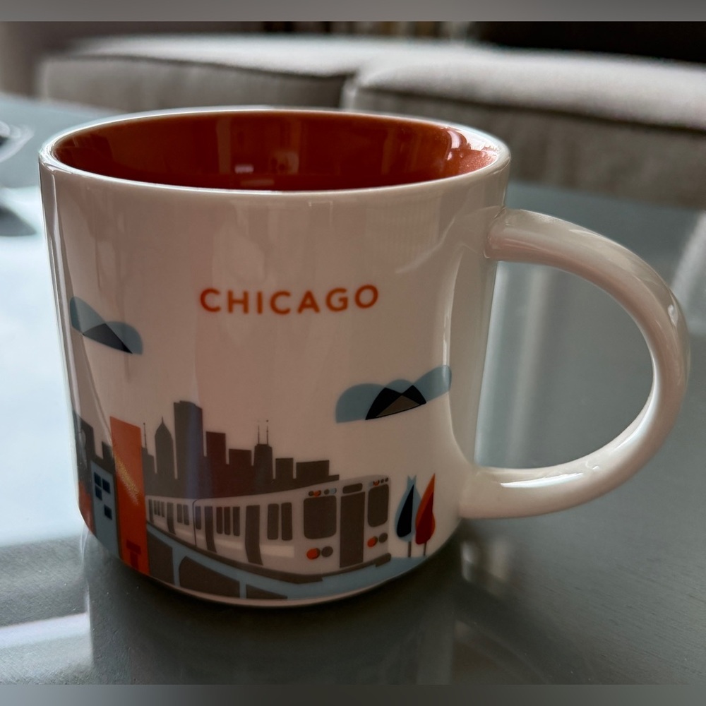 Starbucks Chicago Skyline Mug - You Are Here Collection White and Orange.
